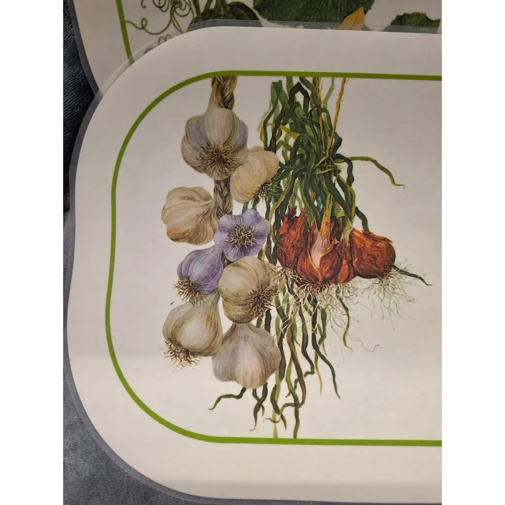 Vintage Pierre DeBernay Reversible Placemats Set of 4 Garden Vegetable Floral